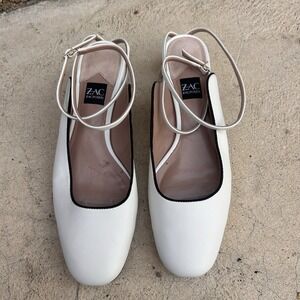 Zac Zac Posen Crmlea Voss Slip-On Pumps Ballet Kitten Heels Leather Sz 8